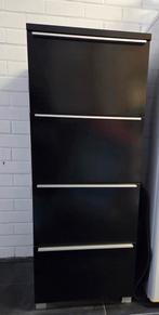Hoogglans Zwarte Ladekast met 4 Lades, Huis en Inrichting, Kasten | Roldeurkasten en Archiefkasten, Ophalen, Kunststof, Gebruikt
