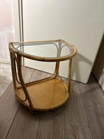 Bamboe Bijzettafel met Glasplaat, Huis en Inrichting, Ophalen, Gebruikt, 50 tot 75 cm, Bamboe