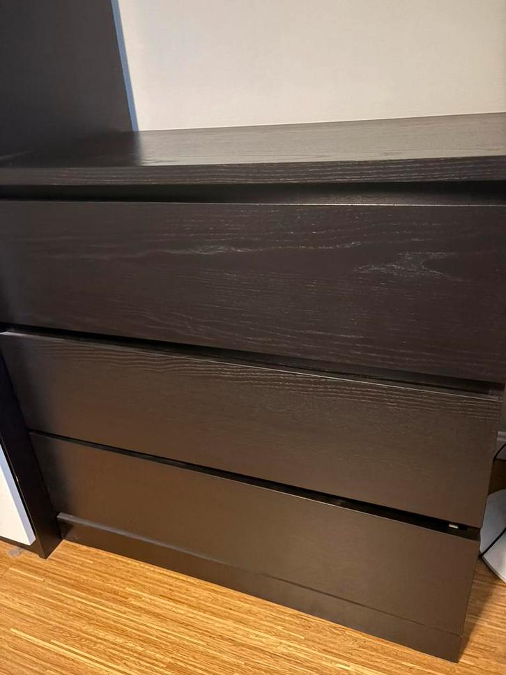 IKEA MALM Ladekast (3 laden) - Zwartbruin, Huis en Inrichting, Kasten | Ladekasten, Gebruikt, Minder dan 100 cm, 50 tot 100 cm