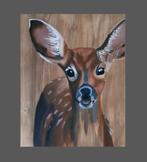 Een prachtig handgeschilderd schilderij van een lief hertje., Ophalen of Verzenden, Nieuw