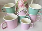 8 Brocante emaille mokken bekers, Ophalen of Verzenden