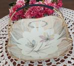 Mooie brocante koekjesschaal,hengsel,pastelbloemen,Bavaria, Antiek en Kunst, Curiosa en Brocante, Ophalen of Verzenden