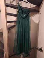 Groene One-Shoulder Galajurk - Maat 38, Kleding | Dames, Jurken, Maat 38/40 (M), Ophalen of Verzenden, Zo goed als nieuw, Onder de knie