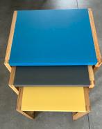 Set van 3 moderne bijzettafels, Huis en Inrichting, Tafels | Bijzettafels, Minder dan 55 cm, Vierkant, Zo goed als nieuw, Hout