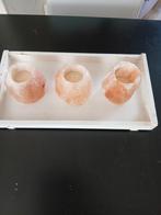 3 zoutsteen waxinelichtjes houders, Ophalen of Verzenden, Zo goed als nieuw, Rond