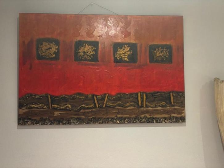 schitterende olieverf schilderij Sahara 100x150, Antiek en Kunst, Kunst | Schilderijen | Modern, Ophalen of Verzenden