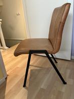 Set van 8 Eetkamer stoelen leer cognac, Huis en Inrichting, Ophalen, Gebruikt, Bruin, Metaal