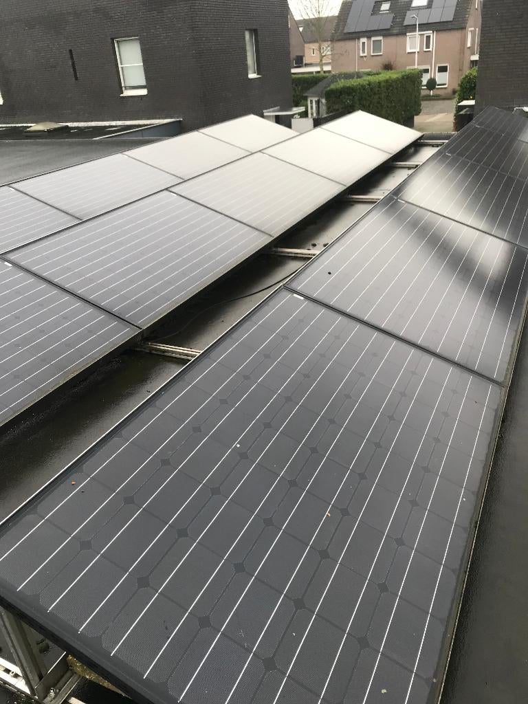 Zonnepanelen voor plat dak inclusief frame en omvormer, Doe-het-zelf en Verbouw, Zonnepanelen en Toebehoren, Ophalen, Gebruikt