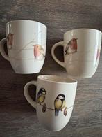 Jet ter steege 3 mokken bekers roodborstje koolmees, Gebruikt, Ophalen of Verzenden, Overige stijlen, Kop(pen) en/of Schotel(s)