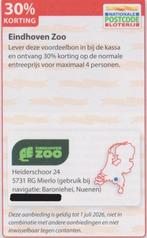 Eindhoven Zoo 30% korting. Postcodeloterij voordeelbon., Drie personen of meer, Kortingskaart