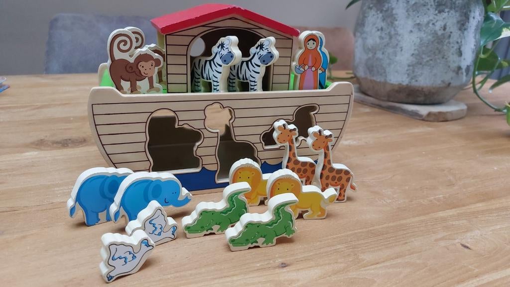 Houten Ark van Noach met Dieren, Ophalen of Verzenden