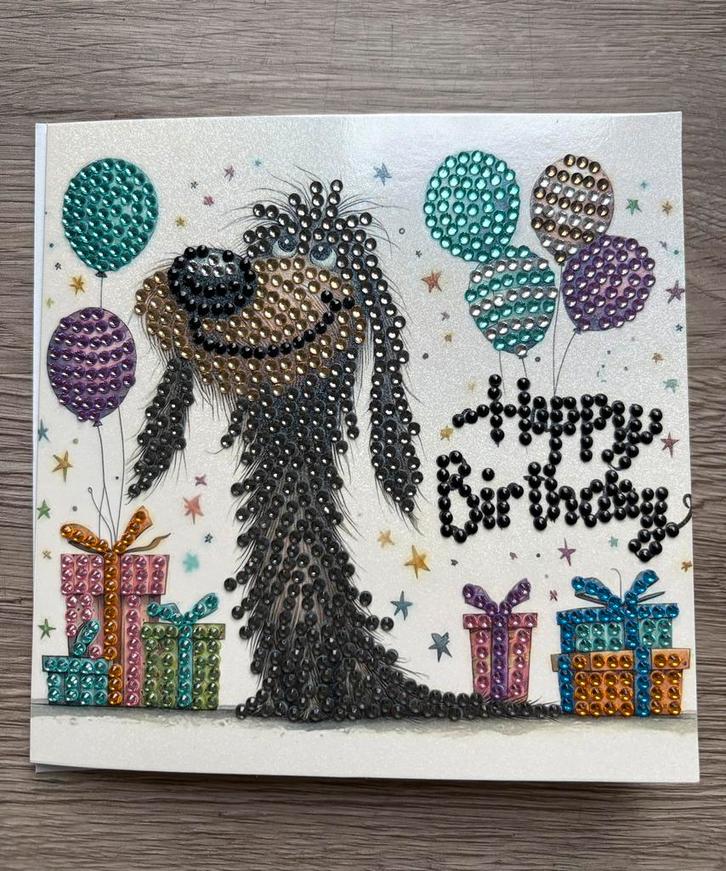 Verjaardagskaart hond met envelop | diamond painting, Hobby en Vrije tijd, Kaarten | Zelfgemaakt, Nieuw, Dieren, Ophalen of Verzenden