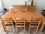 Uitschuifbare eettafel met 6 stoelen, Huis en Inrichting, Tafels | Eettafels, Ophalen, Gebruikt, 150 tot 200 cm, Eikenhout
