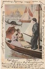 Romantisch boottochtje 1901/meneer kan kiezen, Verzamelen, Ansichtkaarten | Themakaarten, Gelopen, Overige thema's, Voor 1920