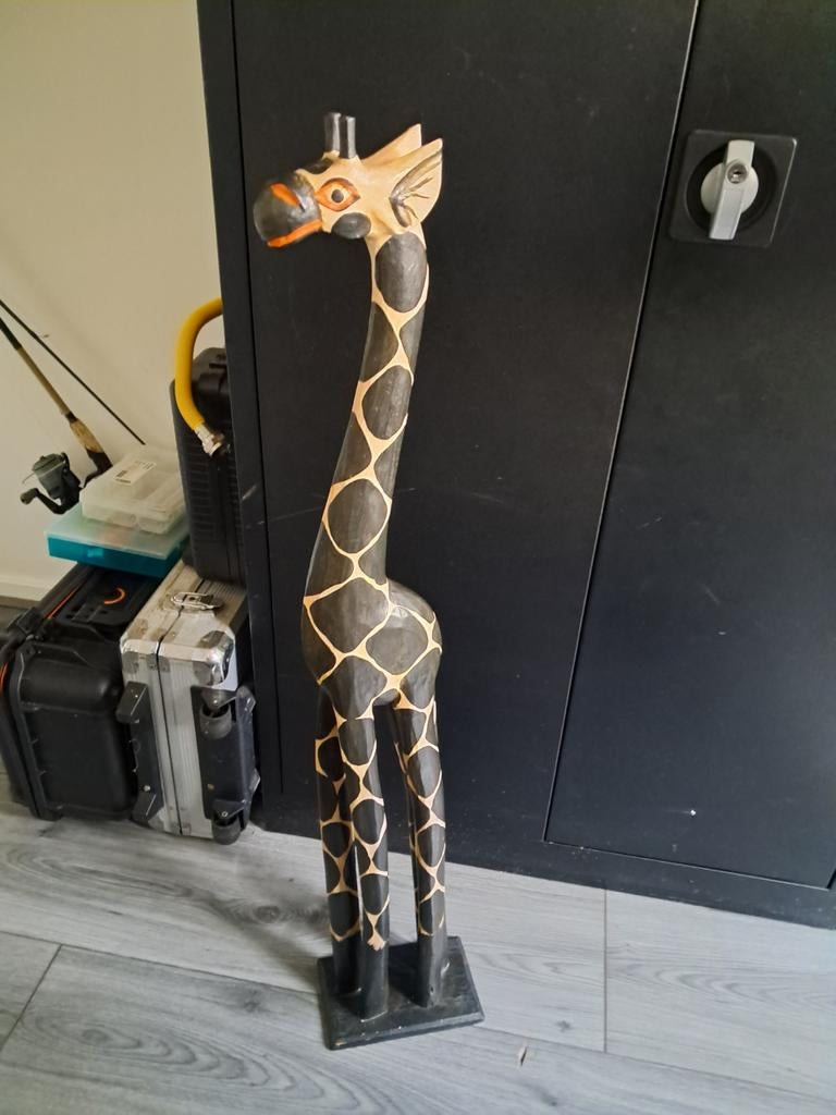 Houten Giraffe Beeld - Decoratief, Tuin en Terras, Tuinbeelden, Ophalen, Gebruikt, Hout, Dierenbeeld
