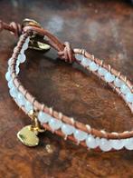 Rozenkwarts Leren Armband met Bedel, Sieraden, Tassen en Uiterlijk, Armbanden, Met edelsteen, Nieuw, Leer, Ophalen of Verzenden