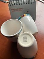 3 mokjes ARTESA fairtrade /wit met kleurige rand/één koop, Huis en Inrichting, Ophalen of Verzenden, Zo goed als nieuw, Overige stijlen