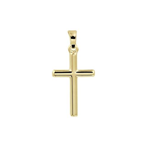 Gouden Kruis hangertje glanzend - 14 karaat goud, Sieraden, Tassen en Uiterlijk, Kettinghangers, Nieuw, Goud, Goud, Kruis of Symbool