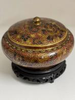 Aziatische cloisonné schaal met deksel op console, Ophalen of Verzenden