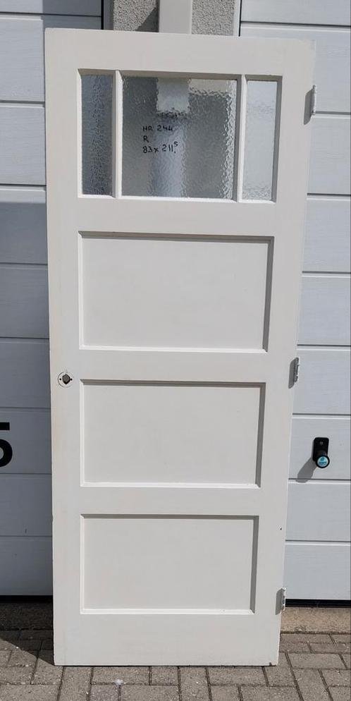 Binnendeur, Paneel en glas 83x211,5 cm, Doe-het-zelf en Verbouw, Deuren en Horren, Gebruikt, Binnendeur, 200 tot 215 cm, 80 tot 100 cm