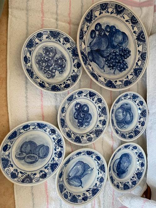 Delfts Blauw Borden Set - 7 stuks, Antiek en Kunst, Antiek | Keramiek en Aardewerk, Ophalen of Verzenden