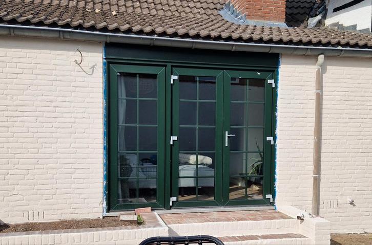 Kozijn met deuren, Doe-het-zelf en Verbouw, Kozijnen en Schuifpuien, Gebruikt, Overige typen, Kunststof, 150 tot 225 cm, 225 cm of meer