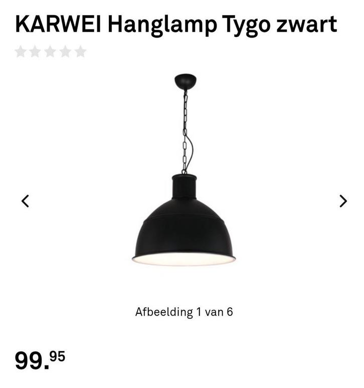 KARWEI Hanglamp Tygo zwart, Huis en Inrichting, Lampen | Hanglampen, Gebruikt, Minder dan 50 cm, Metaal, Ophalen of Verzenden