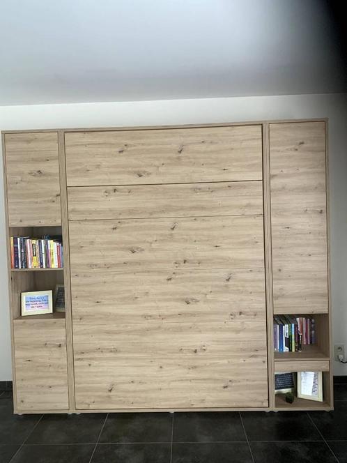 Bedkast, Huis en Inrichting, Slaapkamer | Bedden, Zo goed als nieuw, Eenpersoons, 140 cm, 200 cm, Hout, Beige, Ophalen