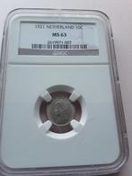 2 dubbeltjes in NGC slab, Postzegels en Munten, Munten | Nederland, Setje, Zilver, Koningin Wilhelmina, 10 cent