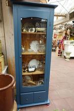 Blauwe vitrine kast/servieskast/verzameling kast, Huis en Inrichting, Kasten | Vitrinekasten, Ophalen, 50 tot 100 cm, Zo goed als nieuw