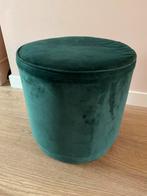 Groene velvet poef, Minder dan 50 cm, Rond, Ophalen of Verzenden, Zo goed als nieuw
