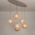 japandi hanglamp taupe 120cm lampion vide tafel ovale lamp, Ophalen of Verzenden, Nieuw, Stof, 75 cm of meer