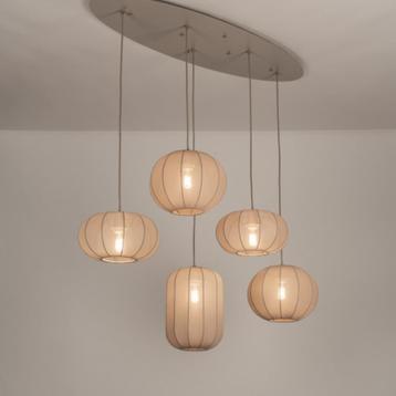 japandi hanglamp taupe 120cm lampion vide tafel ovale lamp beschikbaar voor biedingen