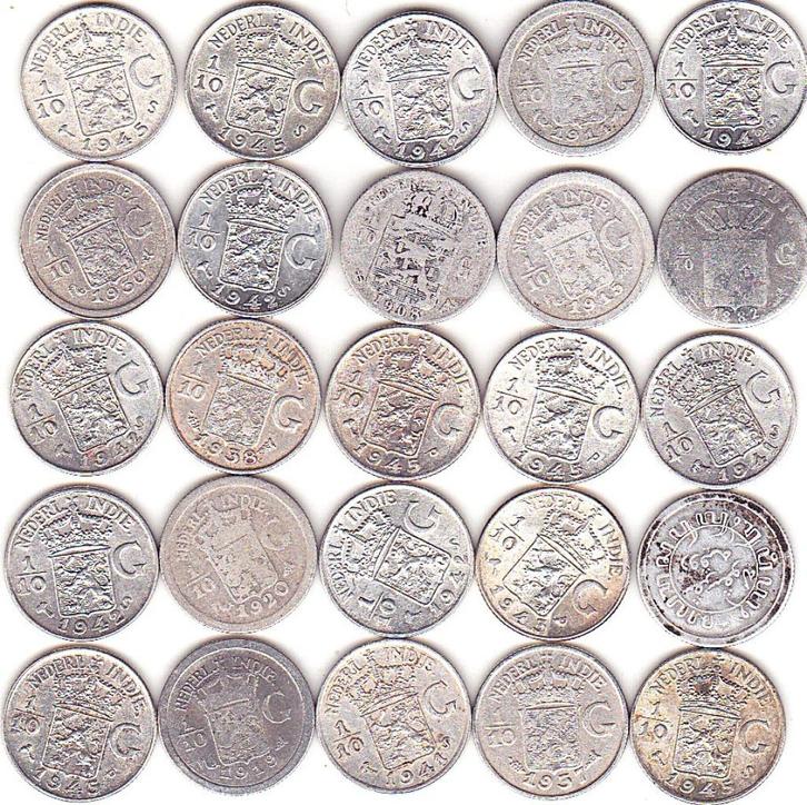 NEDERLANDS  - INDIE  ZILVER, Postzegels en Munten, Munten | Nederland, 10 cent, Koningin Wilhelmina, Zilver, Verzenden