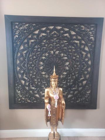 Teak wandpaneel handwerk uit Indonesië 150x150 cm beschikbaar voor biedingen
