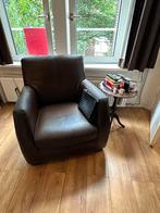 Feuteuil buffalo leer + kersenhouten sidetable, Huis en Inrichting, Fauteuils, Minder dan 50 cm, Ophalen of Verzenden, Zo goed als nieuw