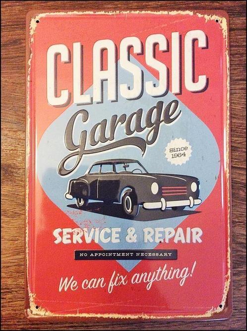 CLASSIC GARAGE Service Retro Vintage Reclamebord USA, Huis en Inrichting, Woonaccessoires | Wanddecoraties, Nieuw, Verzenden