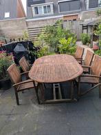 Hardhouten Teakhout tuinset - tafel en 4 of 5 stoelen, Ophalen, Gebruikt, Teakhout