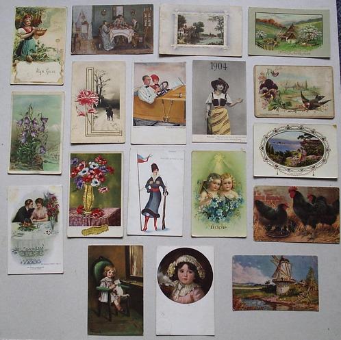 18x ansichtkaarten uit vorige eeuw. Van alles wat, Antiek en Kunst, Curiosa en Brocante, Verzenden