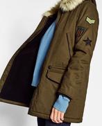 Zara winter jas winterjas IN PARKASTIJL MET PATCHES maat L, Overige kleuren, Zara, Maat 42/44 (L), Ophalen of Verzenden
