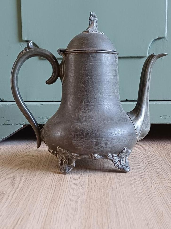 Antieke Tinnen Theepot Griffins & Browett, Antiek en Kunst, Antiek | Tin, Ophalen of Verzenden