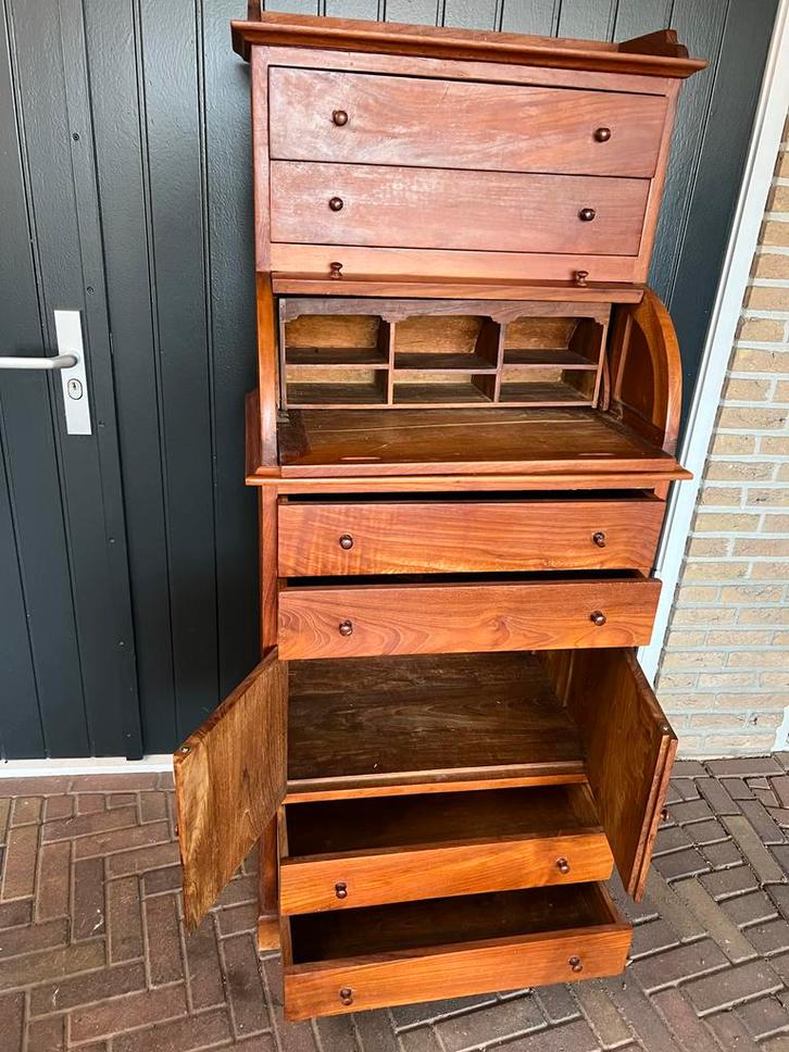 Teak Secretaire - Massief Hout - 164 cm Hoog, Huis en Inrichting, Kasten | Buffetkasten, Gebruikt, 150 tot 200 cm, 50 tot 100 cm