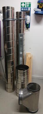 4 Buizen voor ventilatiesysteem gratis, Doe-het-zelf en Verbouw, Buizen en Afvoer, Ophalen, Overige typen, Aluminium, Zo goed als nieuw