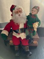 Holiday Creations bewegende kerstman en jongetje op bankje, Ophalen, Gebruikt