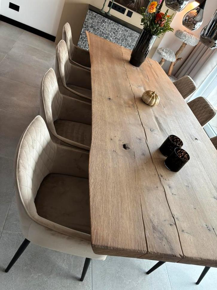 Boomstamtafel, Huis en Inrichting, Complete eetkamers, Gebruikt, 6 tot 8 stoelen, Ophalen