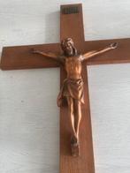 Te koop : Jezus Christus aan het kruis. Maria beeld op glas., Ophalen