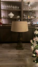 Landelijke brocante robuuste houten grote lamp, Huis en Inrichting, Lampen | Tafellampen, Ophalen of Verzenden, 75 cm of meer