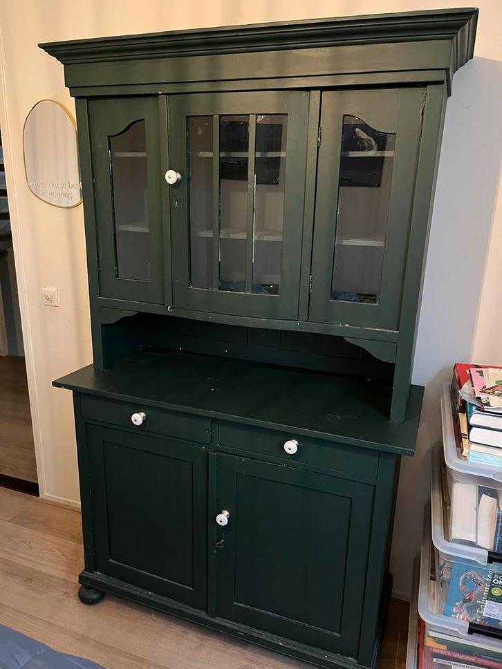 Groene houten buffetkast - makkelijk te vervoeren!, Huis en Inrichting, Kasten | Buffetkasten, Gebruikt, 150 tot 200 cm, 100 tot 150 cm