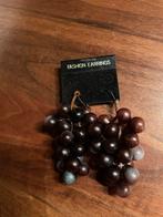 Vintage Druif Oorbellen, Overige materialen, Hangers, Bruin, Ophalen of Verzenden