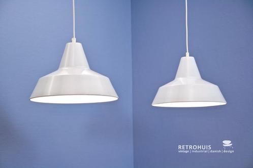 Set Deense lampen wit Nordisk Solar 1980s vintage, Huis en Inrichting, Lampen | Hanglampen, Gebruikt, Minder dan 50 cm, Metaal